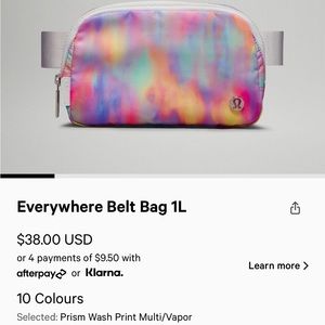Lululemon Everywhere Belt Bag 1L - Prism Wash Print Multi Vapor